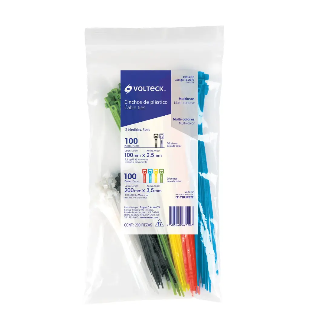  BOLSA CINCHO MULTICOLOR VOLTECK (200 PZA)