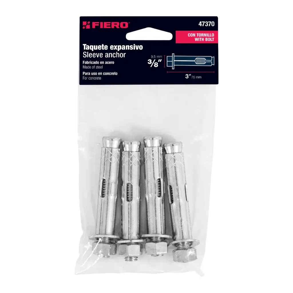  TAQUETE EXPANSIVO FIERO 3/8 (4 PZAS)