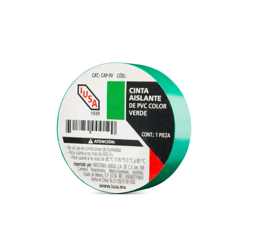[616309] CINTA DE AISLAR IUSA COLOR VERDE 19MM X 9MTS