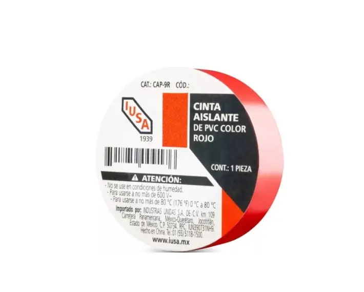 [616307] CINTA DE AISLAR IUSA COLOR ROJO 19MM X 9MTS