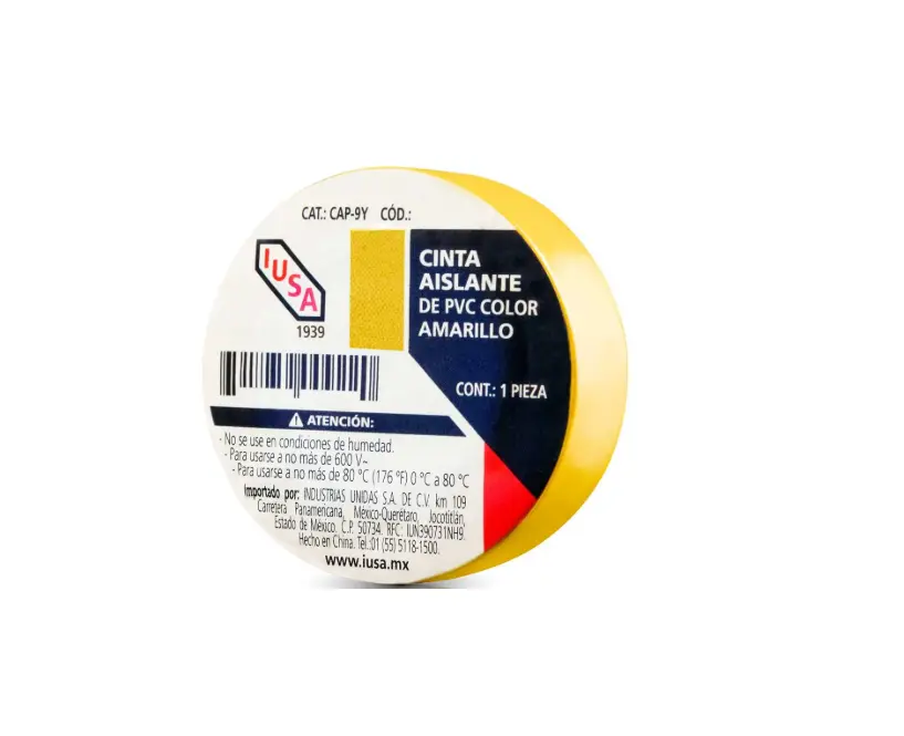 [616312] CINTA DE AISLAR IUSA COLOR AMARILLO 19MM X 9MTS